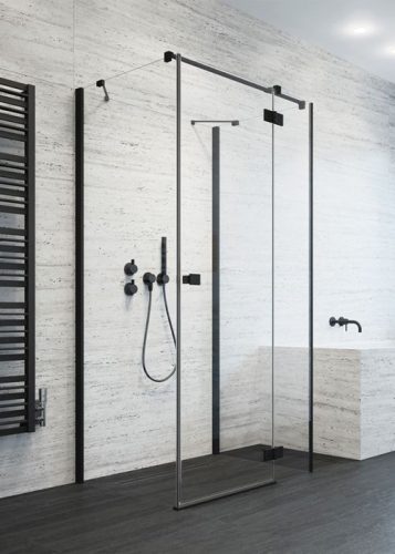 Radaway Essenza New Black KDJ+S szögletes fekete zuhanykabin