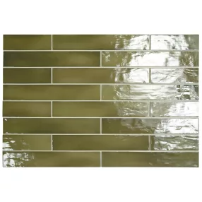Equipe Manacor Basil Green 6,5x40 - rusztikus falicsempe