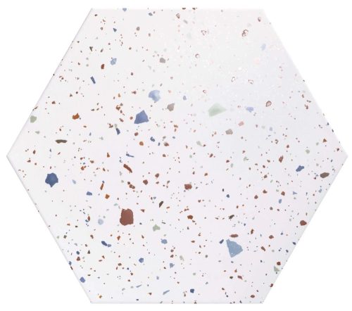 Realonda Confeti White 56 x 48,5 hexagon terrazzo mintás járólap
