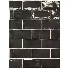 Equipe Manacor Black 7,5x15 - rusztikus falicsempe
