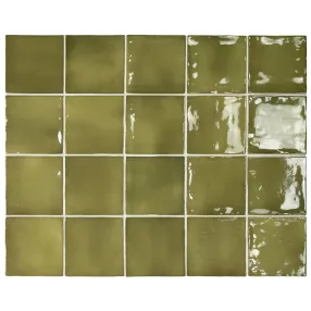 Equipe Manacor Basil Green 10x10 - rusztikus falicsempe