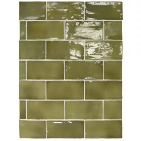 Equipe Manacor Basil Green 7,5x15 - rusztikus falicsempe
